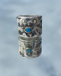 Anillo Grueso de Plata con Oro de 10k y Turquesa